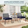 imagedownluxe Outdoor Chair Cushions Set of 2 for Patio Furniture Waterproof Tufted Overstuffed Patio Furniture Cushions Memory Foam Outdoor Seat Cushion 19quot X 19quot X 5quot KhakiNavy