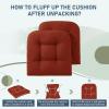 imagedownluxe Outdoor Chair Cushions Set of 2 for Patio Furniture Waterproof Tufted Overstuffed Patio Furniture Cushions Memory Foam Outdoor Seat Cushion 19quot X 19quot X 5quot KhakiBrick Red