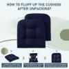 imagedownluxe Outdoor Chair Cushions Set of 2 for Patio Furniture Waterproof Tufted Overstuffed Patio Furniture Cushions Memory Foam Outdoor Seat Cushion 19quot X 19quot X 5quot KhakiNavy