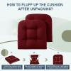 imagedownluxe Outdoor Chair Cushions Set of 2 for Patio Furniture Waterproof Tufted Overstuffed Patio Furniture Cushions Memory Foam Outdoor Seat Cushion 19quot X 19quot X 5quot KhakiBurgundy