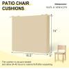 imagedownluxe Outdoor Chair Cushions Set of 4 for Patio Furniture WaterResistant Square Corner Patio Chair Cushions with Ties High Density Foam Outdoor Seat Cushion 185quot X 16quot X 3quot BlackBeige