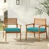 imagedownluxe Outdoor Chair Cushions Set of 4 for Patio Furniture WaterResistant Square Corner Patio Chair Cushions with Ties High Density Foam Outdoor Seat Cushion 185quot X 16quot X 3quot BlackTeal
