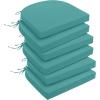 imagedownluxe Outdoor Chair Cushions Set of 4 for Patio Furniture WaterResistant Square Corner Patio Chair Cushions with Ties High Density Foam Outdoor Seat Cushion 185quot X 16quot X 3quot BlackTeal