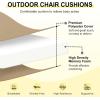 imagedownluxe Outdoor Chair Cushions Set of 4 for Patio Furniture WaterResistant Square Corner Patio Chair Cushions with Ties High Density Foam Outdoor Seat Cushion 185quot X 16quot X 3quot BlackKhaki