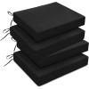 imagedownluxe Outdoor Chair Cushions Set of 4 for Patio Furniture WaterResistant Square Corner Patio Chair Cushions with Ties High Density Foam Outdoor Seat Cushion 185quot X 16quot X 3quot BlackBlack