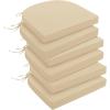 imagedownluxe Outdoor Chair Cushions Set of 4 for Patio Furniture WaterResistant Square Corner Patio Chair Cushions with Ties High Density Foam Outdoor Seat Cushion 185quot X 16quot X 3quot BlackBeige