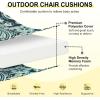 imagedownluxe Outdoor Chair Cushions Set of 4 for Patio Furniture WaterResistant Square Corner Patio Chair Cushions with Ties High Density Foam Outdoor Seat Cushion 185quot X 16quot X 3quot BlackGreen Paramecium