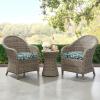 imagedownluxe Outdoor Chair Cushions Set of 4 for Patio Furniture WaterResistant Square Corner Patio Chair Cushions with Ties High Density Foam Outdoor Seat Cushion 185quot X 16quot X 3quot BlackGreen Paramecium