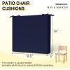 imagedownluxe Outdoor Chair Cushions Set of 4 for Patio Furniture WaterResistant Square Corner Patio Chair Cushions with Ties High Density Foam Outdoor Seat Cushion 185quot X 16quot X 3quot BlackNavy