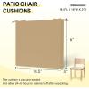 imagedownluxe Outdoor Chair Cushions Set of 4 for Patio Furniture WaterResistant Square Corner Patio Chair Cushions with Ties High Density Foam Outdoor Seat Cushion 185quot X 16quot X 3quot BlackKhaki