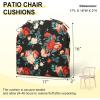 imagedownluxe Outdoor Chair Cushions Set of 4 for Patio Furniture WaterResistant Square Corner Patio Chair Cushions with Ties High Density Foam Outdoor Seat Cushion 185quot X 16quot X 3quot BlackElegant Rose