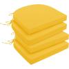 imagedownluxe Outdoor Chair Cushions Set of 4 for Patio Furniture WaterResistant Square Corner Patio Chair Cushions with Ties High Density Foam Outdoor Seat Cushion 185quot X 16quot X 3quot BlackYellow
