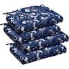 imagedownluxe Outdoor Chair Cushions Set of 4 for Patio Furniture WaterResistant Square Corner Patio Chair Cushions with Ties High Density Foam Outdoor Seat Cushion 185quot X 16quot X 3quot BlackBlue Carp