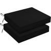 imagedownluxe Outdoor Chair Cushions Set of 4 for Patio Furniture WaterResistant Square Corner Patio Chair Cushions with Ties High Density Foam Outdoor Seat Cushion 185quot X 16quot X 3quot BlackBlack