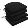 imagedownluxe Outdoor Chair Cushions Set of 4 for Patio Furniture WaterResistant Square Corner Patio Chair Cushions with Ties High Density Foam Outdoor Seat Cushion 185quot X 16quot X 3quot BlackBlack