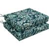 imagedownluxe Outdoor Chair Cushions Set of 4 for Patio Furniture WaterResistant Square Corner Patio Chair Cushions with Ties High Density Foam Outdoor Seat Cushion 185quot X 16quot X 3quot BlackGreen Paramecium