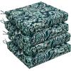 imagedownluxe Outdoor Chair Cushions Set of 4 for Patio Furniture WaterResistant Square Corner Patio Chair Cushions with Ties High Density Foam Outdoor Seat Cushion 185quot X 16quot X 3quot BlackGreen Paramecium