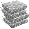 imagedownluxe Outdoor Chair Cushions Set of 4 for Patio Furniture WaterResistant Square Corner Patio Chair Cushions with Ties High Density Foam Outdoor Seat Cushion 185quot X 16quot X 3quot BlackGrey Gourd
