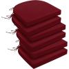 imagedownluxe Outdoor Chair Cushions Set of 4 for Patio Furniture WaterResistant Square Corner Patio Chair Cushions with Ties High Density Foam Outdoor Seat Cushion 185quot X 16quot X 3quot BlackBurgundy