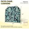 imagedownluxe Outdoor Chair Cushions Set of 4 for Patio Furniture WaterResistant Square Corner Patio Chair Cushions with Ties High Density Foam Outdoor Seat Cushion 185quot X 16quot X 3quot BlackGreen Paramecium