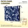 imagedownluxe Outdoor Chair Cushions Set of 4 for Patio Furniture WaterResistant Square Corner Patio Chair Cushions with Ties High Density Foam Outdoor Seat Cushion 185quot X 16quot X 3quot BlackBlue Carp