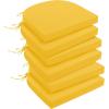 imagedownluxe Outdoor Chair Cushions Set of 4 for Patio Furniture WaterResistant Square Corner Patio Chair Cushions with Ties High Density Foam Outdoor Seat Cushion 185quot X 16quot X 3quot BlackYellow