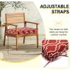 imagedownluxe Outdoor Chair Cushions Set of 4 for Patio Furniture WaterResistant Square Corner Patio Chair Cushions with Ties High Density Foam Outdoor Seat Cushion 185quot X 16quot X 3quot BlackRed Gourd