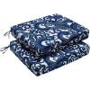 imagedownluxe Outdoor Chair Cushions Set of 4 for Patio Furniture WaterResistant Square Corner Patio Chair Cushions with Ties High Density Foam Outdoor Seat Cushion 185quot X 16quot X 3quot BlackBlue Carp