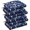 imagedownluxe Outdoor Chair Cushions Set of 4 for Patio Furniture WaterResistant Square Corner Patio Chair Cushions with Ties High Density Foam Outdoor Seat Cushion 185quot X 16quot X 3quot BlackBlue Carp