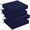 imagedownluxe Outdoor Chair Cushions Set of 4 for Patio Furniture WaterResistant Square Corner Patio Chair Cushions with Ties High Density Foam Outdoor Seat Cushion 185quot X 16quot X 3quot BlackNavy