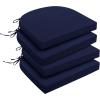 imagedownluxe Outdoor Chair Cushions Set of 4 for Patio Furniture WaterResistant Square Corner Patio Chair Cushions with Ties High Density Foam Outdoor Seat Cushion 185quot X 16quot X 3quot BlackNavy