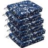 imagedownluxe Outdoor Chair Cushions Set of 4 for Patio Furniture WaterResistant Square Corner Patio Chair Cushions with Ties High Density Foam Outdoor Seat Cushion 185quot X 16quot X 3quot BlackBlue Carp