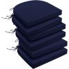 imagedownluxe Outdoor Chair Cushions Set of 4 for Patio Furniture WaterResistant Square Corner Patio Chair Cushions with Ties High Density Foam Outdoor Seat Cushion 185quot X 16quot X 3quot BlackNavy