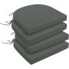 imagedownluxe Outdoor Chair Cushions Set of 4 for Patio Furniture WaterResistant Square Corner Patio Chair Cushions with Ties High Density Foam Outdoor Seat Cushion 185quot X 16quot X 3quot BlackDark Grey