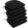 imagedownluxe Outdoor Chair Cushions Set of 4 for Patio Furniture WaterResistant Square Corner Patio Chair Cushions with Ties High Density Foam Outdoor Seat Cushion 185quot X 16quot X 3quot BlackBlack