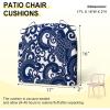 imagedownluxe Outdoor Chair Cushions Set of 4 for Patio Furniture WaterResistant Square Corner Patio Chair Cushions with Ties High Density Foam Outdoor Seat Cushion 185quot X 16quot X 3quot BlackBlue Carp