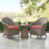 imagedownluxe Outdoor Chair Cushions Set of 4 for Patio Furniture WaterResistant Square Corner Patio Chair Cushions with Ties High Density Foam Outdoor Seat Cushion 185quot X 16quot X 3quot BlackRed Gourd