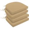imagedownluxe Outdoor Chair Cushions Set of 4 for Patio Furniture WaterResistant Square Corner Patio Chair Cushions with Ties High Density Foam Outdoor Seat Cushion 185quot X 16quot X 3quot BlackKhaki