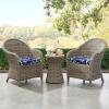 imagedownluxe Outdoor Chair Cushions Set of 4 for Patio Furniture WaterResistant Square Corner Patio Chair Cushions with Ties High Density Foam Outdoor Seat Cushion 185quot X 16quot X 3quot BlackBlue Carp