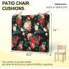 imagedownluxe Outdoor Chair Cushions Set of 4 for Patio Furniture WaterResistant Square Corner Patio Chair Cushions with Ties High Density Foam Outdoor Seat Cushion 185quot X 16quot X 3quot BlackElegant Rose