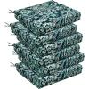 imagedownluxe Outdoor Chair Cushions Set of 4 for Patio Furniture WaterResistant Square Corner Patio Chair Cushions with Ties High Density Foam Outdoor Seat Cushion 185quot X 16quot X 3quot BlackGreen Paramecium