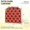 imagedownluxe Outdoor Chair Cushions Set of 4 for Patio Furniture WaterResistant Square Corner Patio Chair Cushions with Ties High Density Foam Outdoor Seat Cushion 185quot X 16quot X 3quot BlackRed Gourd