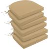 imagedownluxe Outdoor Chair Cushions Set of 4 for Patio Furniture WaterResistant Square Corner Patio Chair Cushions with Ties High Density Foam Outdoor Seat Cushion 185quot X 16quot X 3quot BlackKhaki