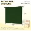 imagedownluxe Outdoor Chair Cushions Set of 4 for Patio Furniture WaterResistant Square Corner Patio Chair Cushions with Ties High Density Foam Outdoor Seat Cushion 185quot X 16quot X 3quot BlackForest Green