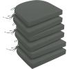 imagedownluxe Outdoor Chair Cushions Set of 4 for Patio Furniture WaterResistant Square Corner Patio Chair Cushions with Ties High Density Foam Outdoor Seat Cushion 185quot X 16quot X 3quot BlackDark Grey