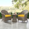 imagedownluxe Outdoor Chair Cushions Set of 4 for Patio Furniture WaterResistant Square Corner Patio Chair Cushions with Ties High Density Foam Outdoor Seat Cushion 185quot X 16quot X 3quot BlackYellow