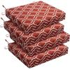 imagedownluxe Outdoor Chair Cushions Set of 4 for Patio Furniture WaterResistant Square Corner Patio Chair Cushions with Ties High Density Foam Outdoor Seat Cushion 185quot X 16quot X 3quot BlackRed Gourd