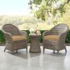 imagedownluxe Outdoor Chair Cushions Set of 4 for Patio Furniture WaterResistant Square Corner Patio Chair Cushions with Ties High Density Foam Outdoor Seat Cushion 185quot X 16quot X 3quot BlackKhaki