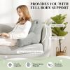 imagedownluxe Reading Pillow with Arms Back Pillow for Sitting in Bed Adult Bed Rest Pillow with Shredded Memory Foam and Removable Cover 18 X 15 Inches Grey