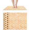 imagedownluxe Bamboo Bath Mat for Bathroom  Waterproof Bamboo Shower Mat Non Slip Foldable Bathroom Floor Mat for Indoor ampamp Outdoor Natural Color 15quot X 27quot Medium27 x 15 Rectangular